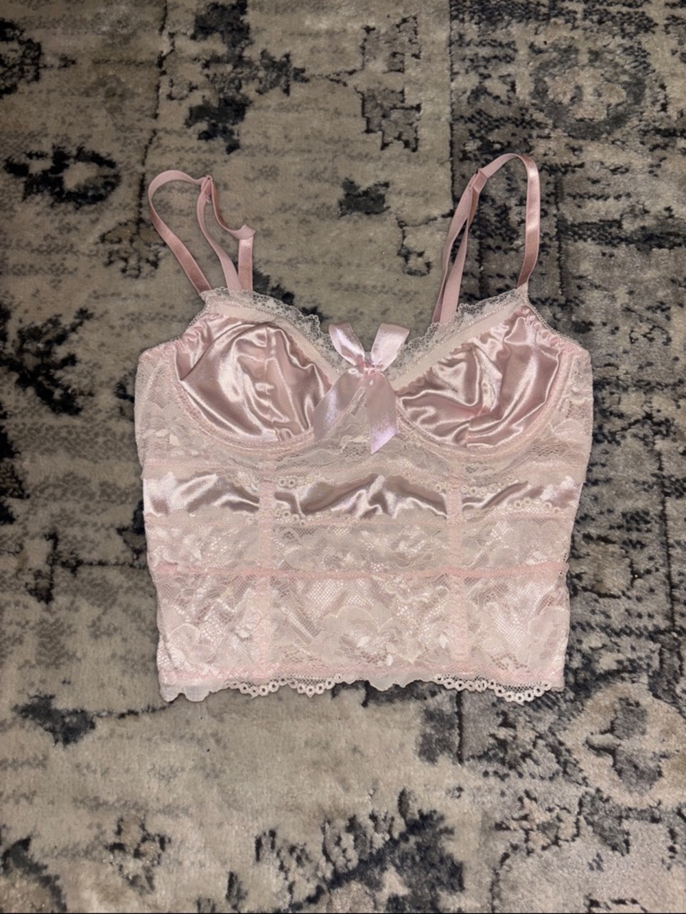 Pink Satin & Lace Bralette Cami - Women's Intimates